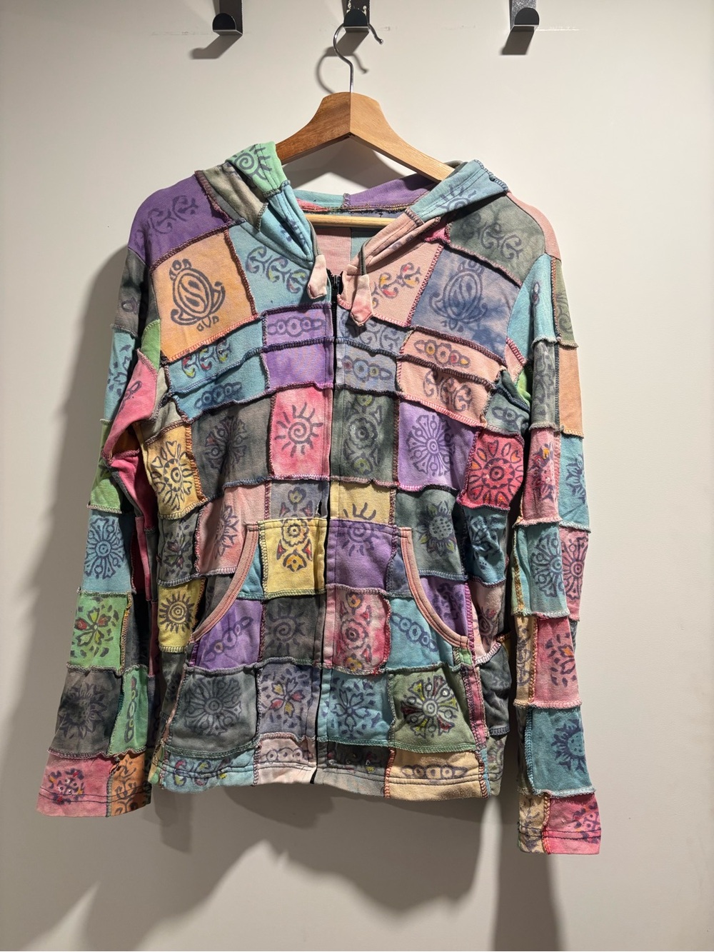 Patchwork Multicolor Hooded Zip Jacket - Women's